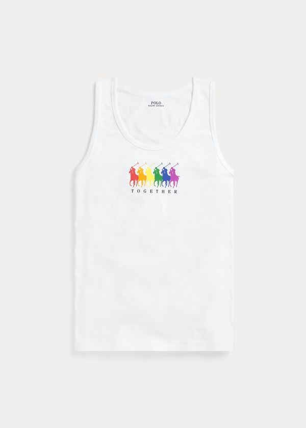 Camiseta de Tirantes Polo Ralph Lauren Mujer Blancos - Pride Cotton Graphic - WZLVB6930